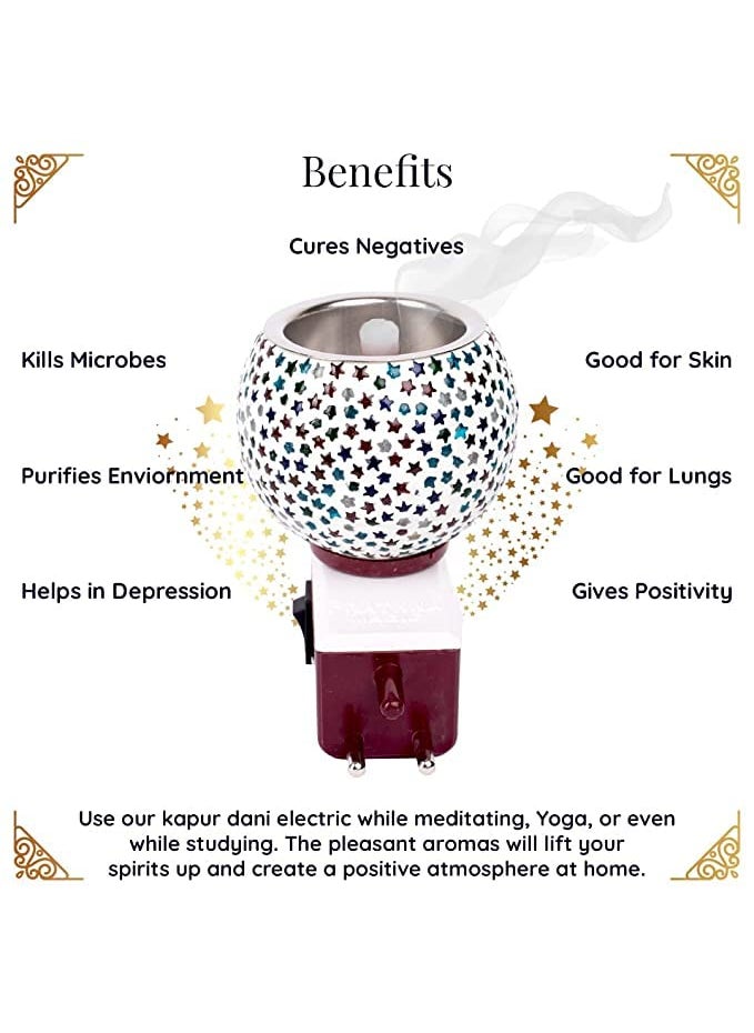 VARiSTY Multipurpose Ceramic Kapoor Dani Night lamp Electric Incense Burner Aroma Burner with Night Lamp Aroma Kapoor Dani Electric Kapur Burner Electric Dhoop Dani for Home Office
