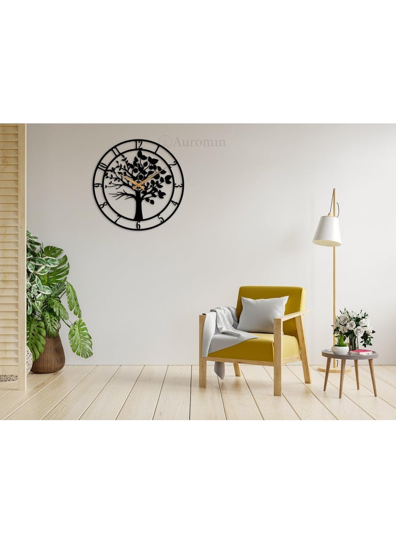 Auromin Tree Design Antique Metal Wall Clock for Home Unique Designer Fancy Big Size Stylish Wall Watch for Living Room Bedroom Office Kitchen Kids Room Wall Decor Hall