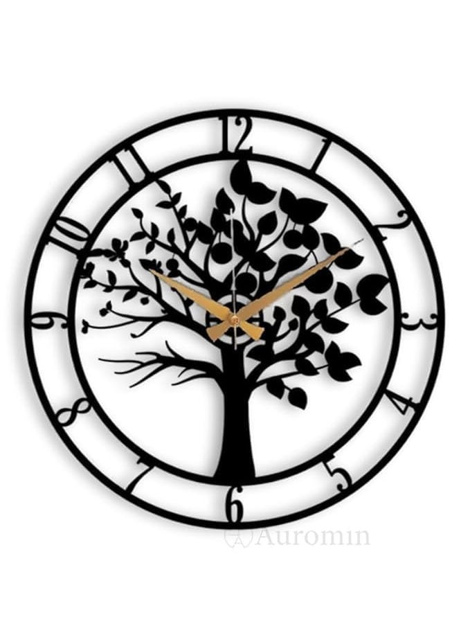 Auromin Tree Design Antique Metal Wall Clock for Home Unique Designer Fancy Big Size Stylish Wall Watch for Living Room Bedroom Office Kitchen Kids Room Wall Decor Hall