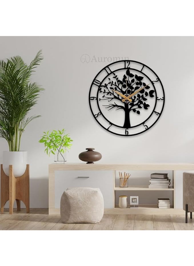 Auromin Tree Design Antique Metal Wall Clock for Home Unique Designer Fancy Big Size Stylish Wall Watch for Living Room Bedroom Office Kitchen Kids Room Wall Decor Hall