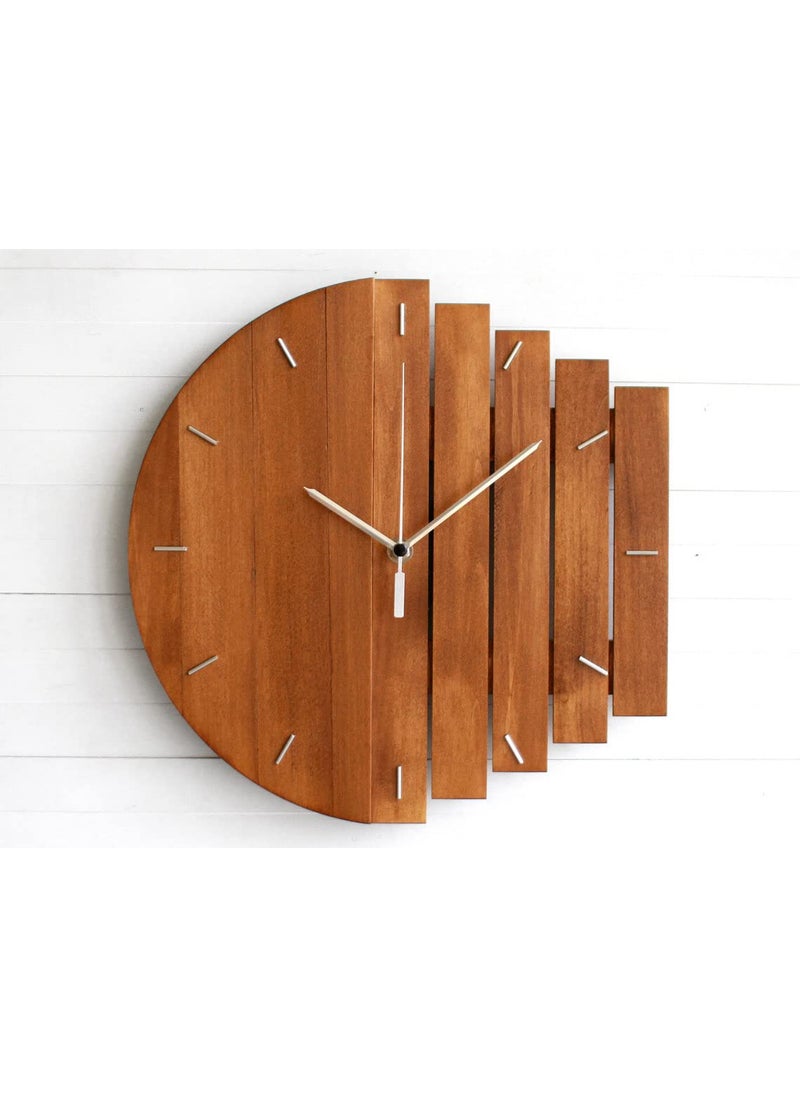 NABSTER Wooden Wall Clock Made with Russian Birch Wood Modern Design for Gifting Office Home Living Room Decor 12 inch Dark Brown