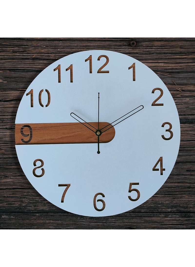 Auromin MDF Wooden Stylish Fancy Big Size Antique Design Wall Clock for Living Room Bedroom Office Hall and Home Decor30 cm White