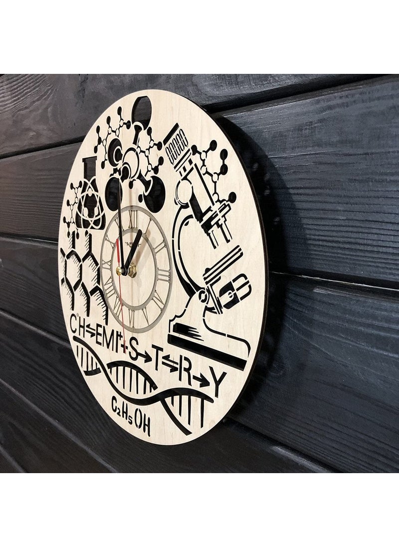NABSTER 12 Inch Wooden Wall Clock Featuring a ChemistryThemed Design Perfect for Science Teachers Students and Friends Ideal for Birthdays Teachers Day or Any Occasion 12 Inch