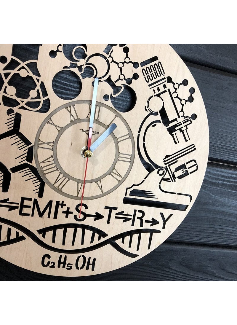 NABSTER 12 Inch Wooden Wall Clock Featuring a ChemistryThemed Design Perfect for Science Teachers Students and Friends Ideal for Birthdays Teachers Day or Any Occasion 12 Inch
