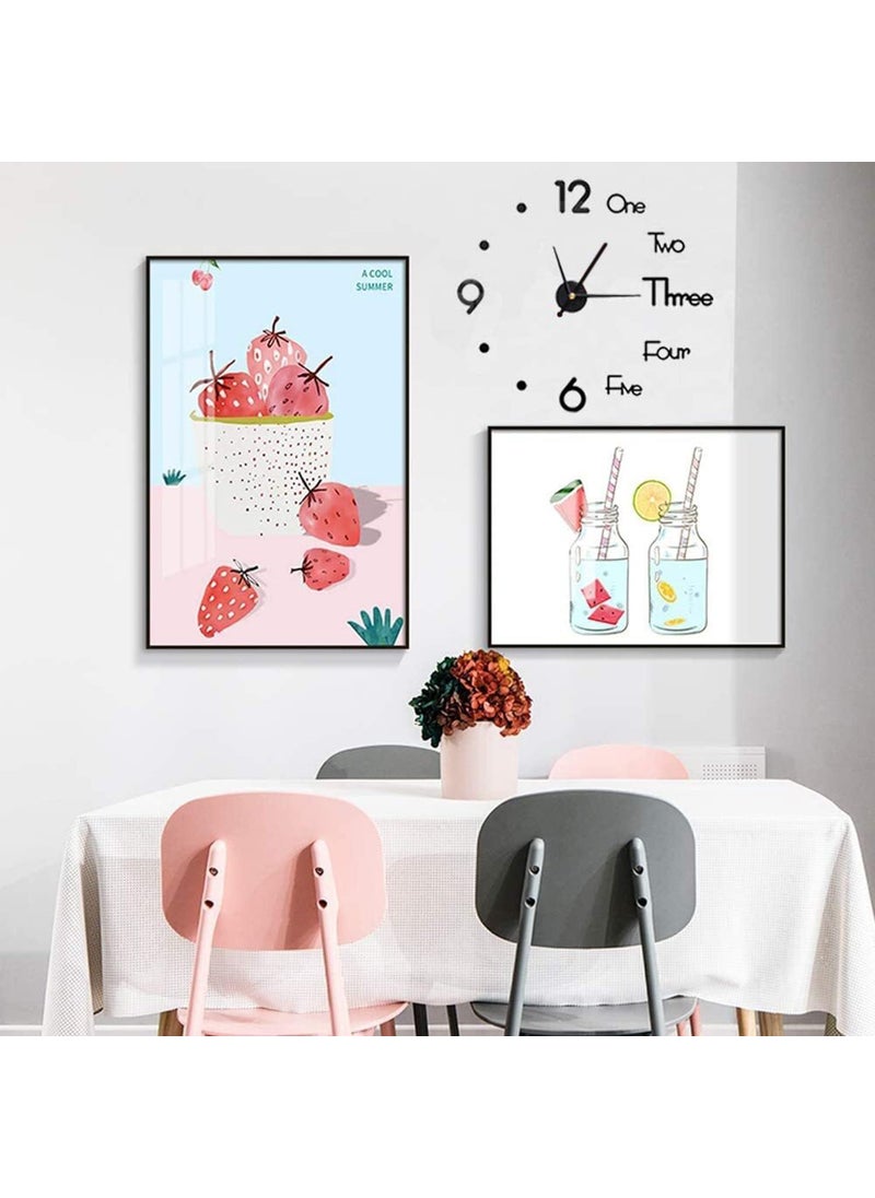 INLERA 3D DIY Frameless Designer Self Adhesive Analog Wall Clock with Mirror Surface Effect 70 cm X 70 cm Black