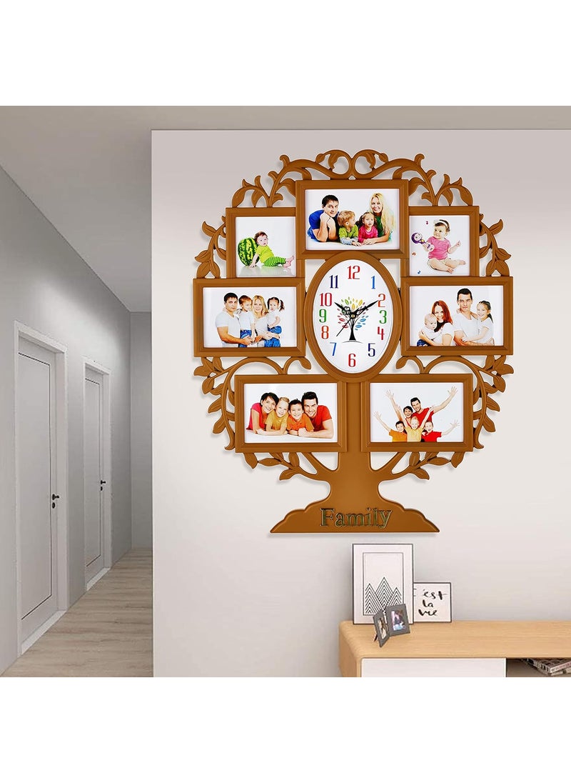 Harbour Analog Latest Stylish New Models Wall Clock with Photo Frames for Home Living Room Hall Bedroom Size Height 58 CM X Width 48CM Home Decor Big Size Wall Clock Mz STRT7