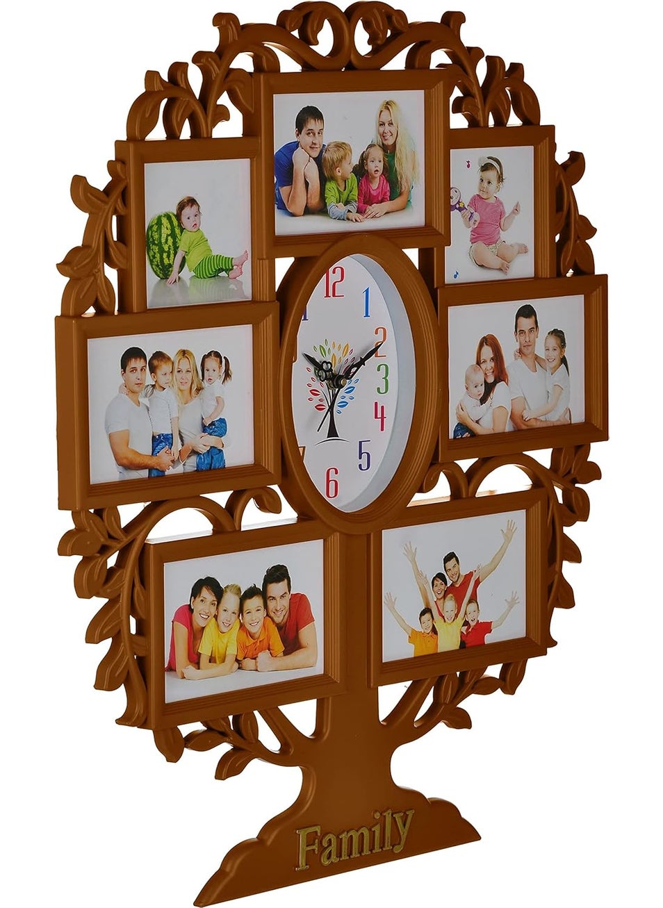 Harbour Analog Latest Stylish New Models Wall Clock with Photo Frames for Home Living Room Hall Bedroom Size Height 58 CM X Width 48CM Home Decor Big Size Wall Clock Mz STRT7