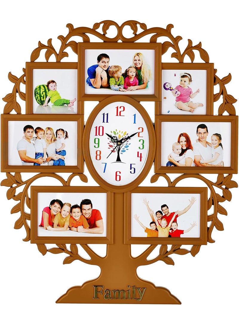 Harbour Analog Latest Stylish New Models Wall Clock with Photo Frames for Home Living Room Hall Bedroom Size Height 58 CM X Width 48CM Home Decor Big Size Wall Clock Mz STRT7