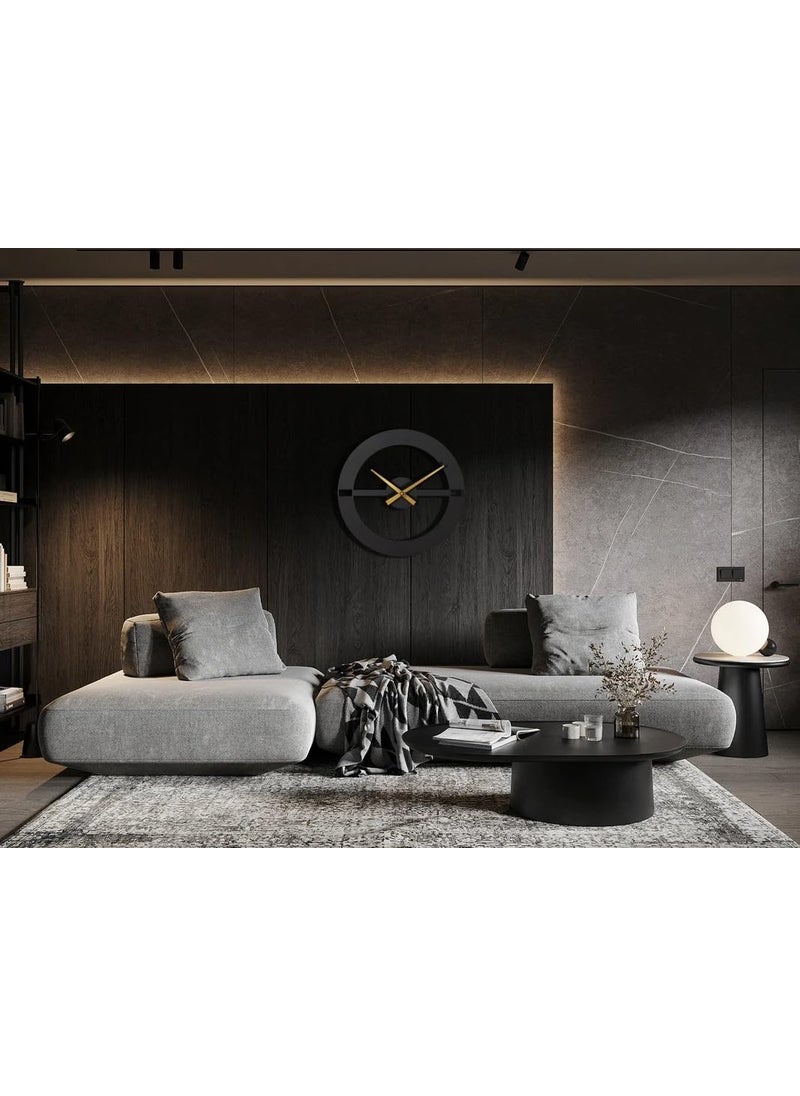 Decorila Stylish Metal Wall Clock for Living RoomAntique Big Size Modern Wall Watch for Bedroom Office Kitchen Hall Home Decor 40 cm Black DA30