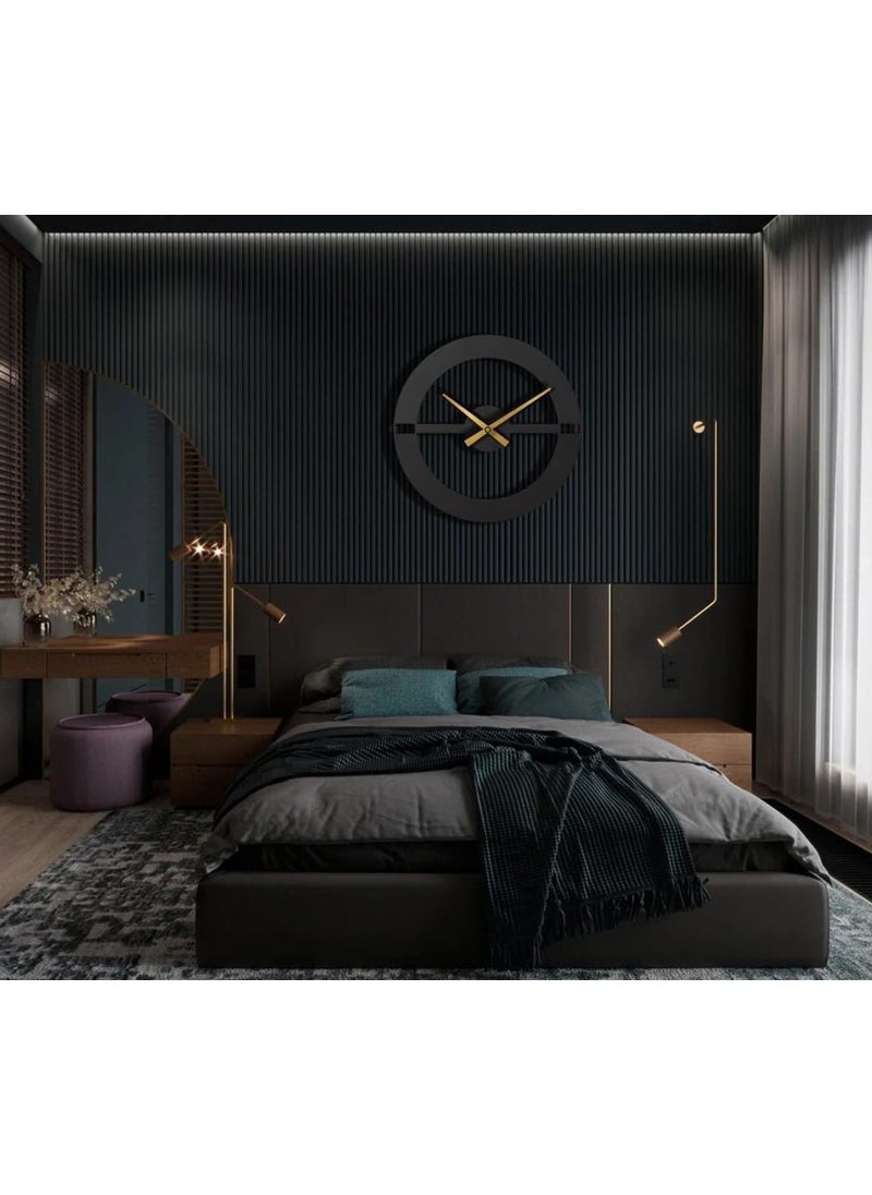 Decorila Stylish Metal Wall Clock for Living RoomAntique Big Size Modern Wall Watch for Bedroom Office Kitchen Hall Home Decor 40 cm Black DA30