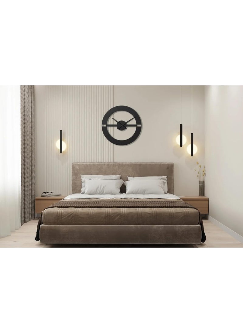 Decorila Stylish Metal Wall Clock for Living RoomAntique Big Size Modern Wall Watch for Bedroom Office Kitchen Hall Home Decor 40 cm Black DA30