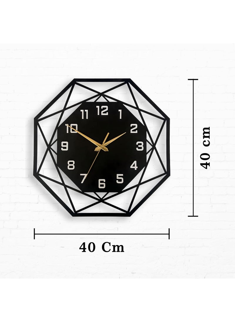 Auromin Metal Hexagon Silent Wall Clock for Living Room NonTicking Antique Large Wall Clock for Bedroom Office Hall Drawing Room Modern Decorative Hanging Wall Watch for Home Decor Item