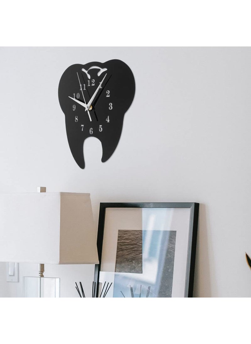 NABSTER Wooden Black Dentist Wall Clock for DentistDental Clinic Made with Russian Birch Wood Modern Design for Gifting Office Home Living Room Decor 12 inch Black