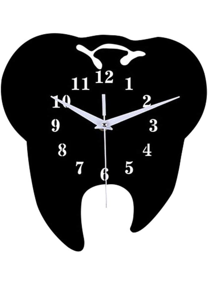 NABSTER Wooden Black Dentist Wall Clock for DentistDental Clinic Made with Russian Birch Wood Modern Design for Gifting Office Home Living Room Decor 12 inch Black