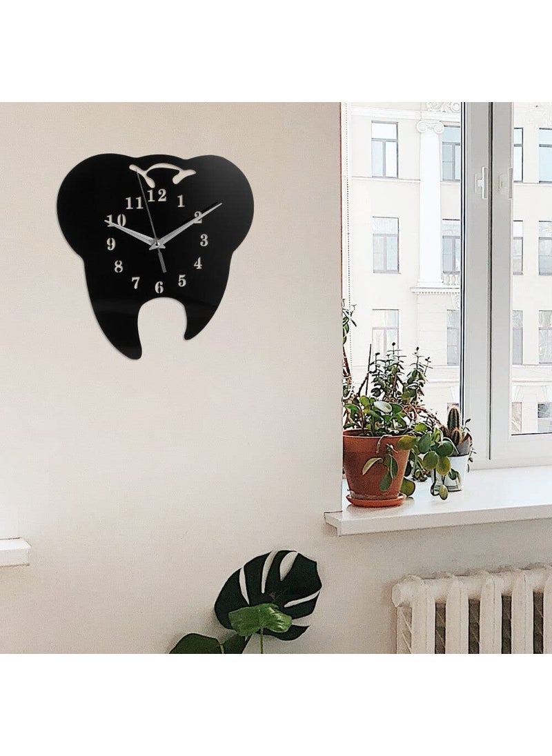NABSTER Wooden Black Dentist Wall Clock for DentistDental Clinic Made with Russian Birch Wood Modern Design for Gifting Office Home Living Room Decor 12 inch Black