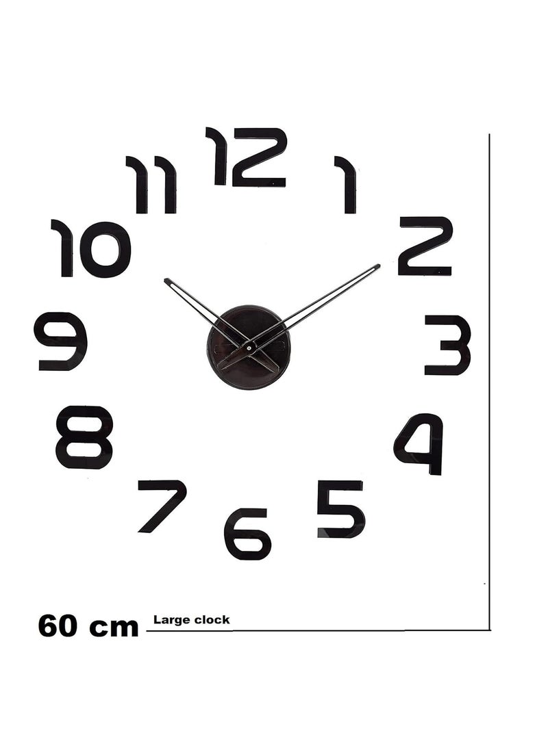 INLERA Wall Clock Frameless 3DStyle Analog Timekeeper for Home Living Room Bedroom Office BatteryPowered Modern House Decoration with Number Sticker Decals