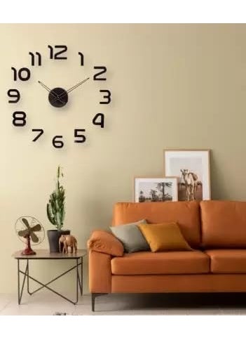 INLERA Wall Clock Frameless 3DStyle Analog Timekeeper for Home Living Room Bedroom Office BatteryPowered Modern House Decoration with Number Sticker Decals