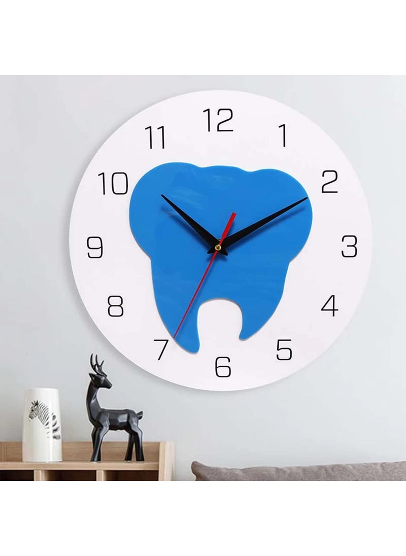 NABSTER Wooden White Dentist with Blue Tooth Wall Clock for DentistDental Clinic Made with Russian Birch Wood Modern Design for Gifting Office Home Living Room Decor 12 inch White