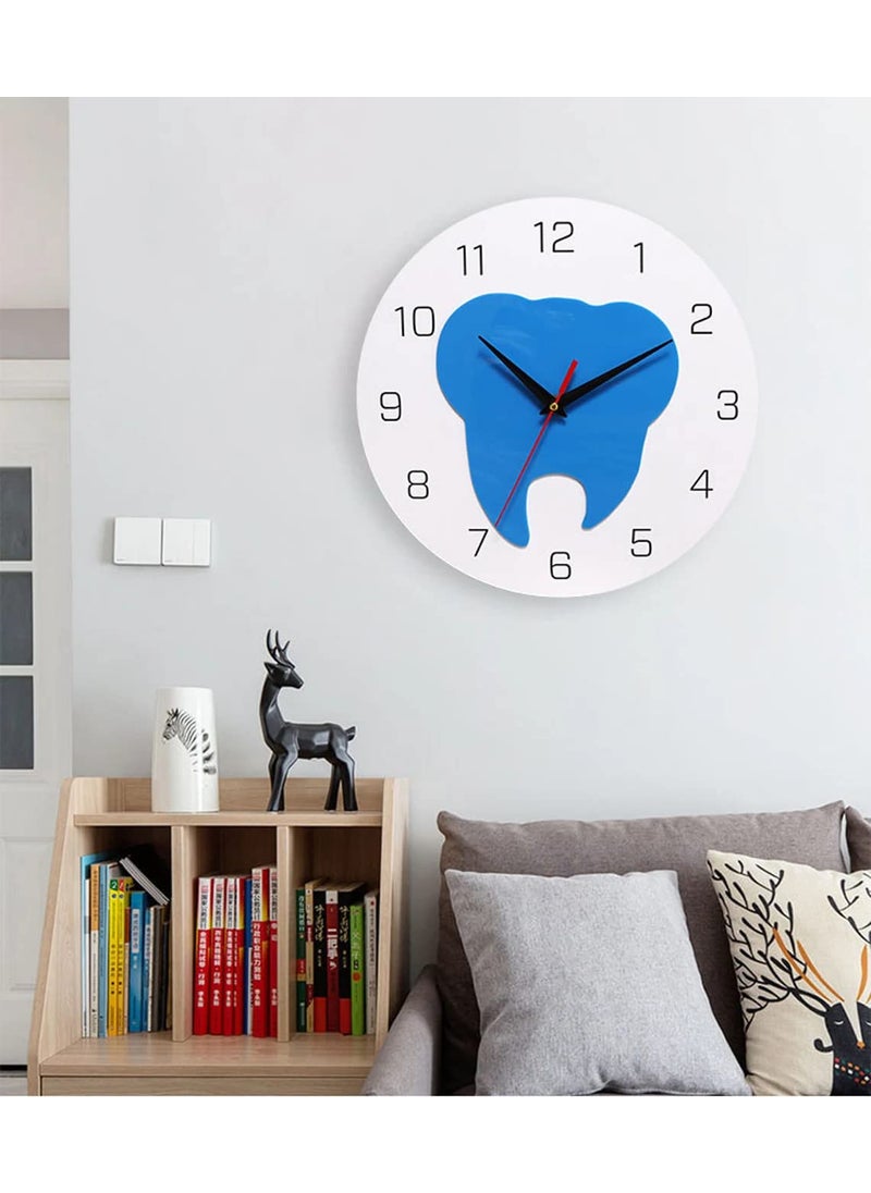 NABSTER Wooden White Dentist with Blue Tooth Wall Clock for DentistDental Clinic Made with Russian Birch Wood Modern Design for Gifting Office Home Living Room Decor 12 inch White