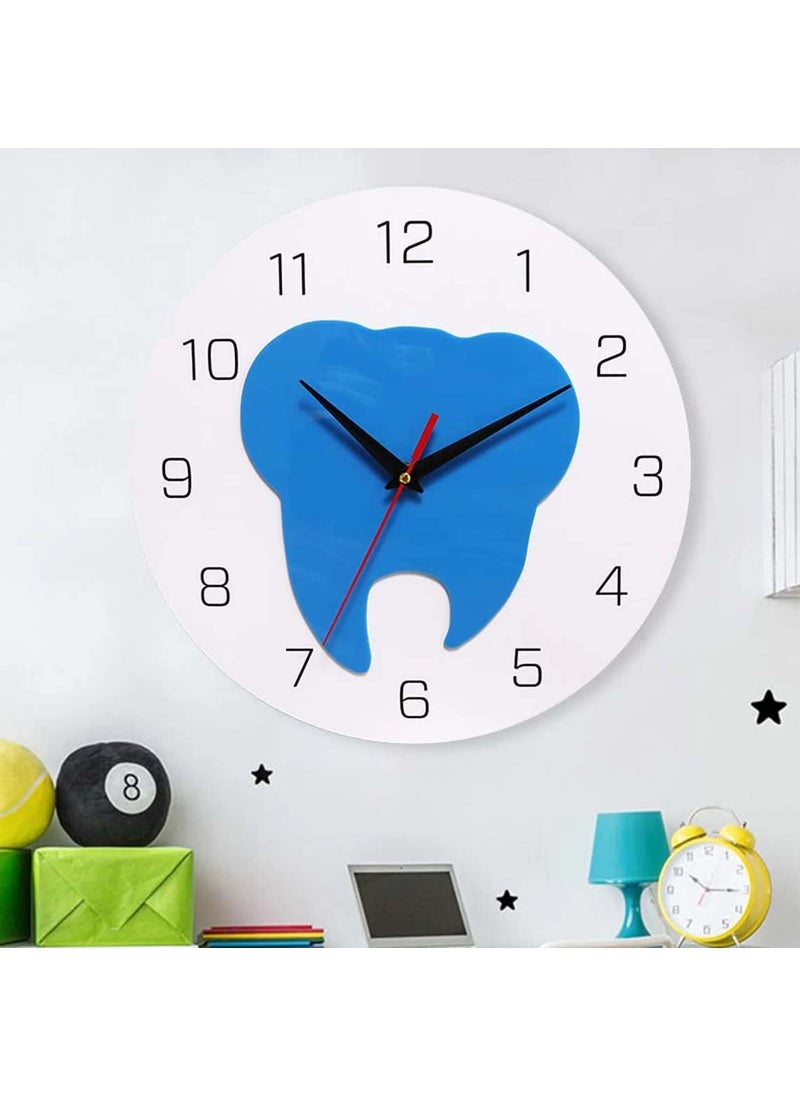 NABSTER Wooden White Dentist with Blue Tooth Wall Clock for DentistDental Clinic Made with Russian Birch Wood Modern Design for Gifting Office Home Living Room Decor 12 inch White