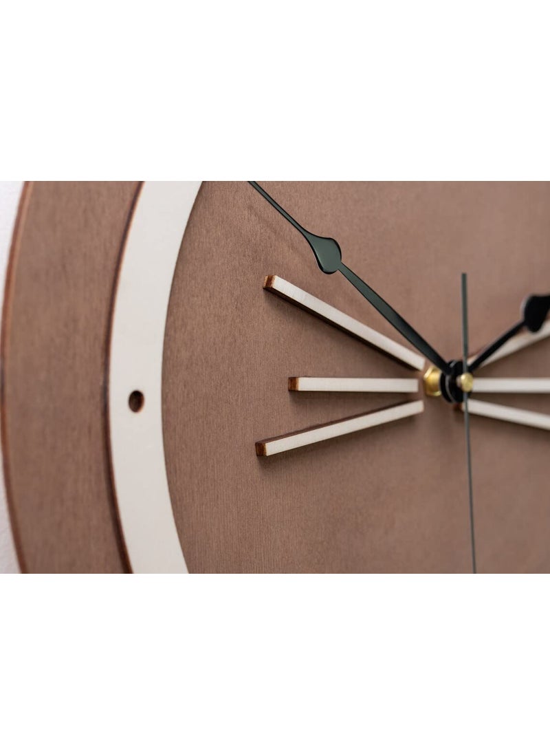 NABSTER CAT Wall Clock Wooden Wall DecorMinimalistHandmade Kids Clock Modern Design for Gifting Bedroom Office Home Living Room Decor 12 inch Brown