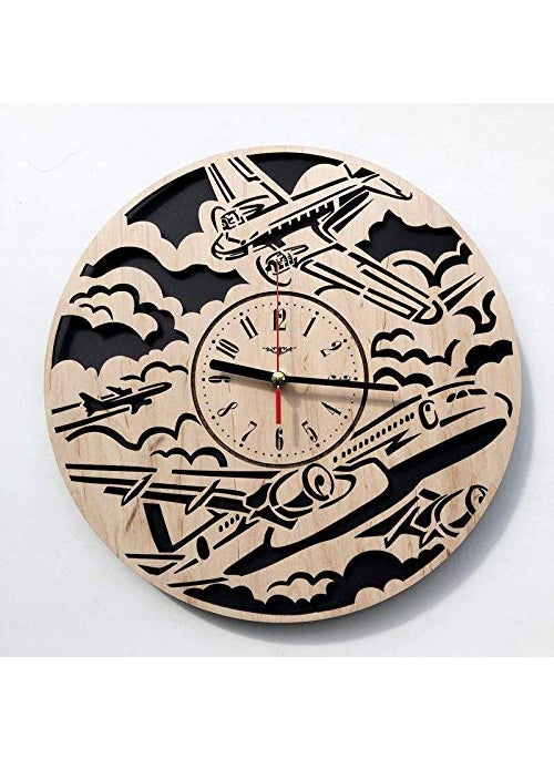 NABSTER Airplane Plane Themed Wall Clock Add a Touch of Adventure to Your Kids Room with This Unique and Striking Design Perfect for Aviation Enthusiasts and Ideal for Kids 12 Inches30 cm