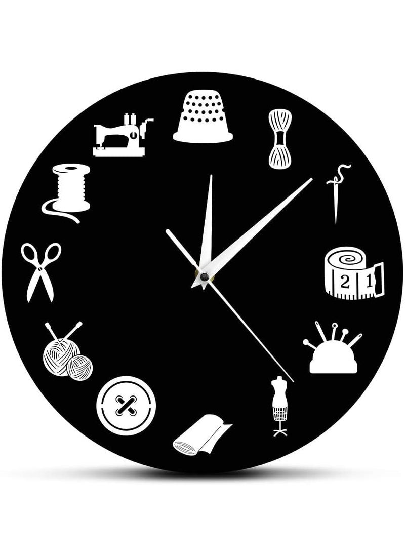 NABSTER Tailors Best Gift Sewing Room Decor Modern Wall Clock Craft Room Professional Clock Vintage Tailor Shop Seamstress Gift fro Birthday Anniversary