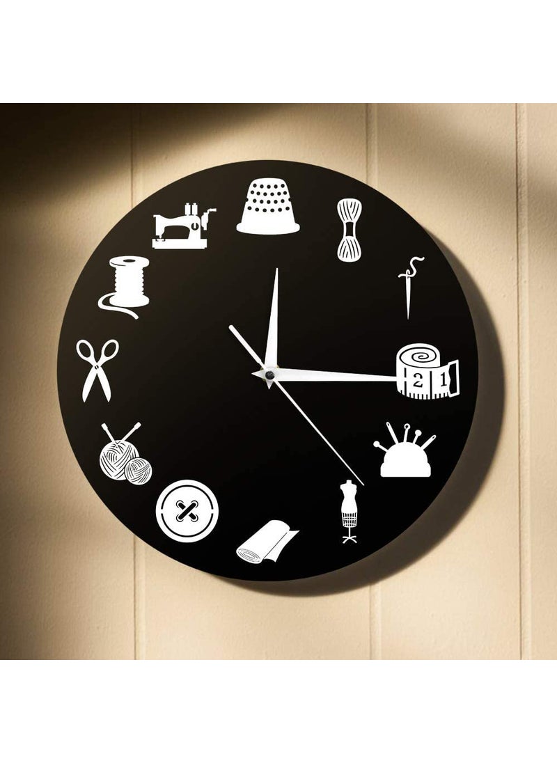 NABSTER Tailors Best Gift Sewing Room Decor Modern Wall Clock Craft Room Professional Clock Vintage Tailor Shop Seamstress Gift fro Birthday Anniversary