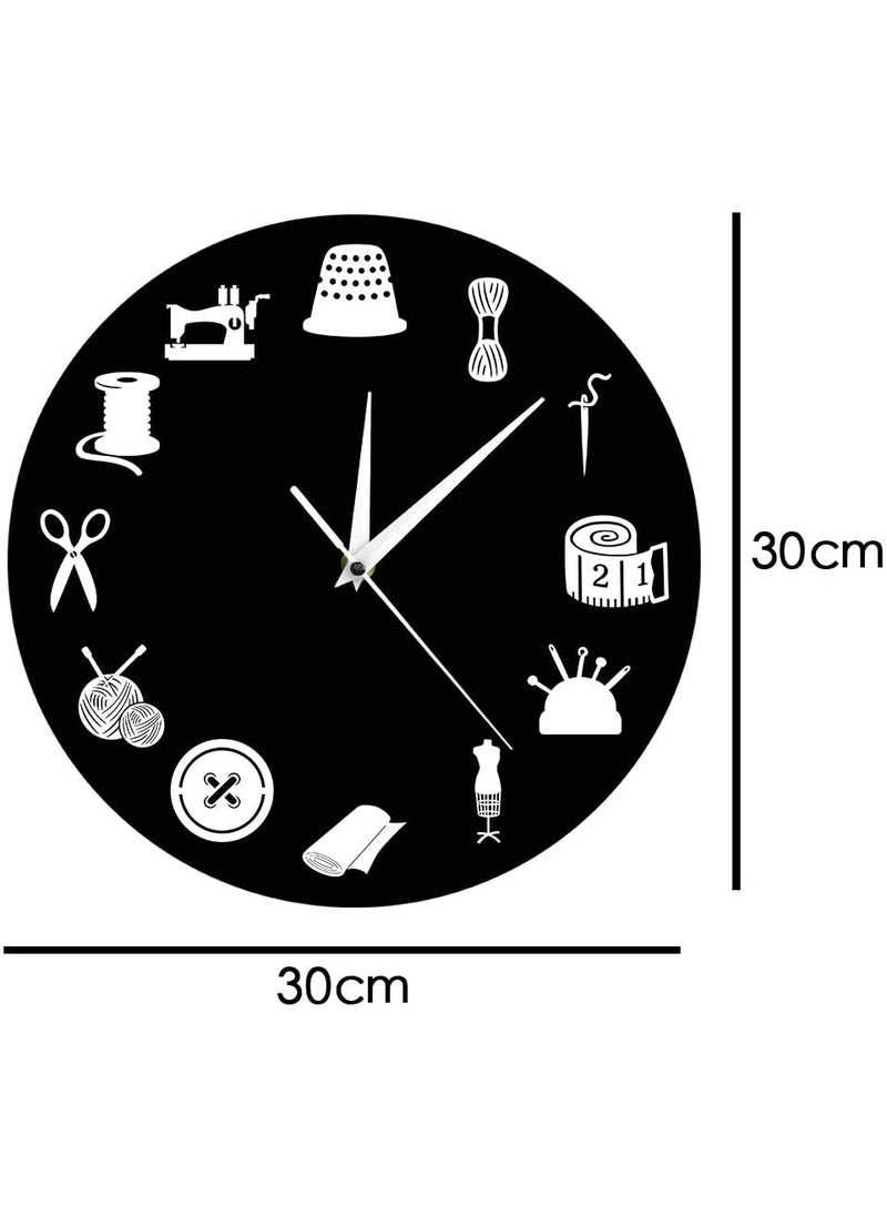 NABSTER Tailors Best Gift Sewing Room Decor Modern Wall Clock Craft Room Professional Clock Vintage Tailor Shop Seamstress Gift fro Birthday Anniversary