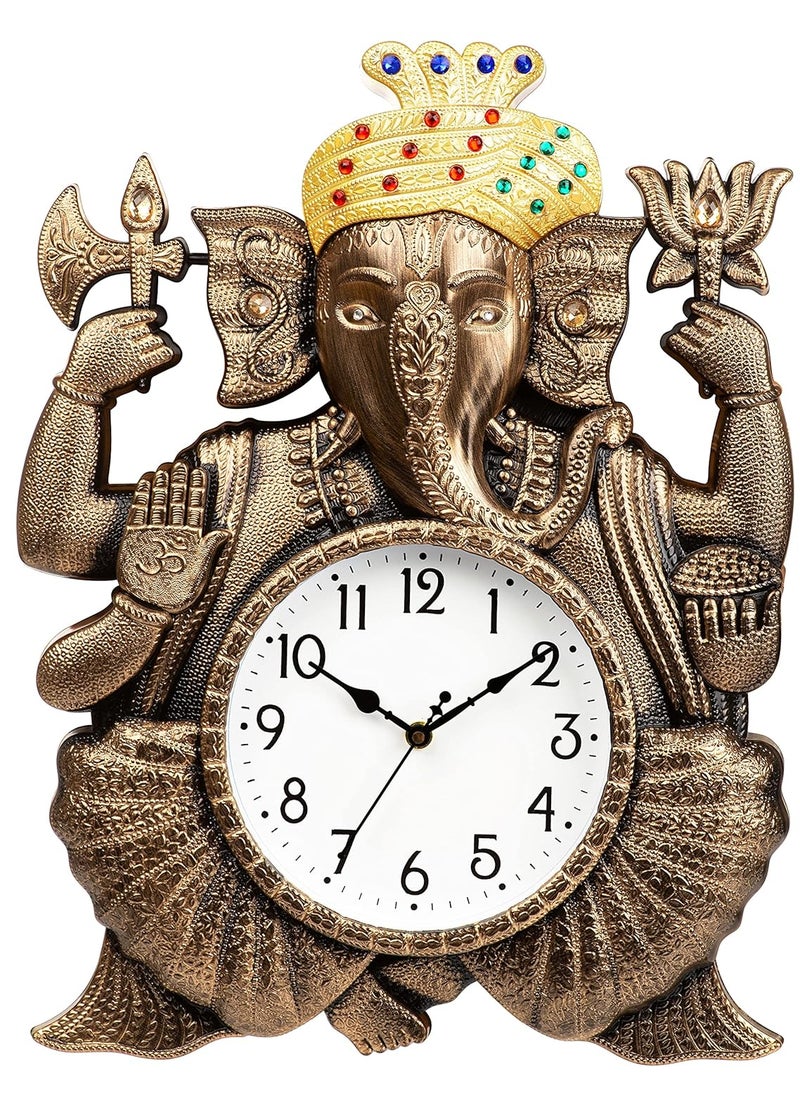 Harbour Analog Latest Stylish New Models Wall Clock with God Ganesh Frame for Home Living Room Hall Bedroom Size Height 43 CM X Width 33 CM Home Decor Big Size Wall Clock Gns ST 3