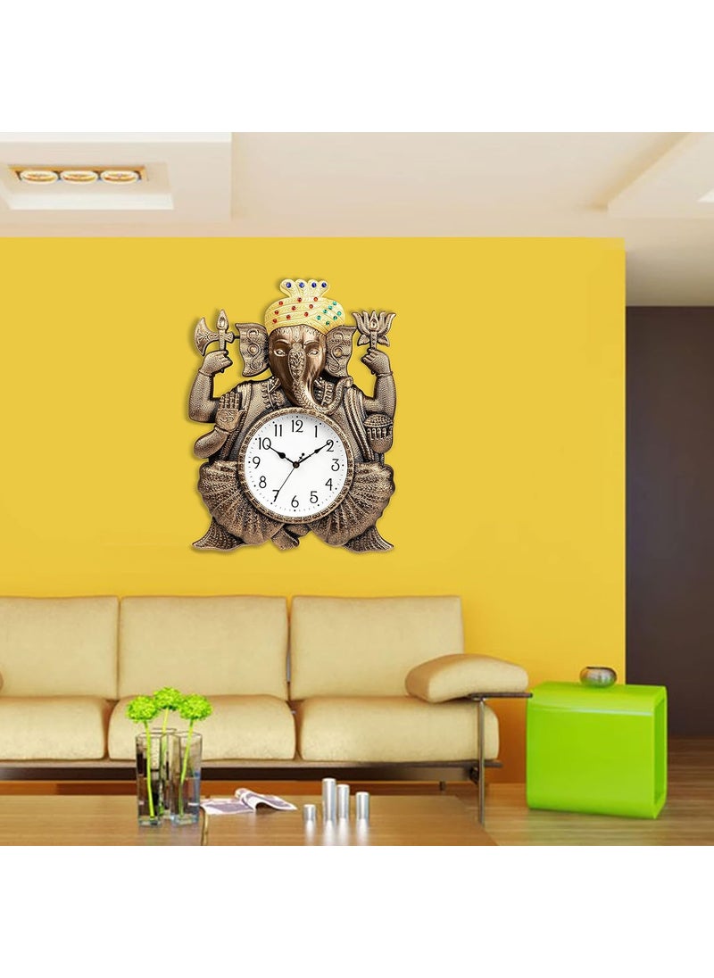 Harbour Analog Latest Stylish New Models Wall Clock with God Ganesh Frame for Home Living Room Hall Bedroom Size Height 43 CM X Width 33 CM Home Decor Big Size Wall Clock Gns ST 3