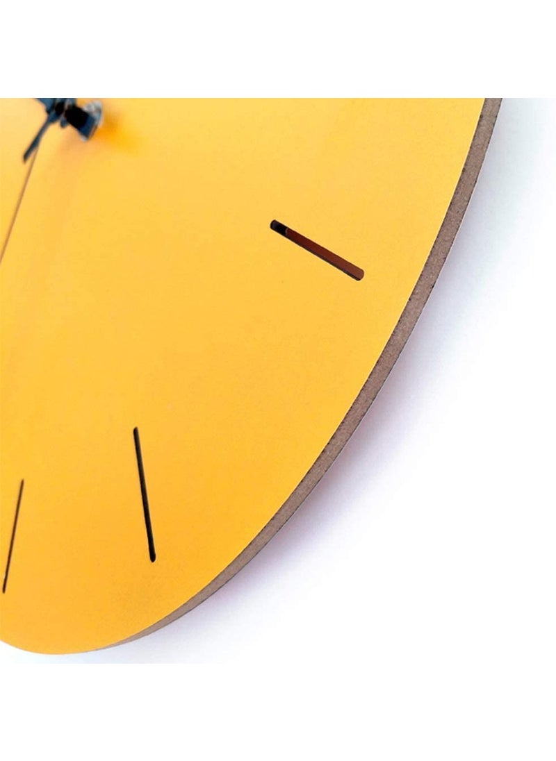 NABSTER Modern Round Wooden Wall Clock in Yellow Designer Clock for Home Decor in Living Rooms Bedrooms Offices or Hallways 12 Inch30 Cm Size Perfect Wall Clocks for Stylish Homes