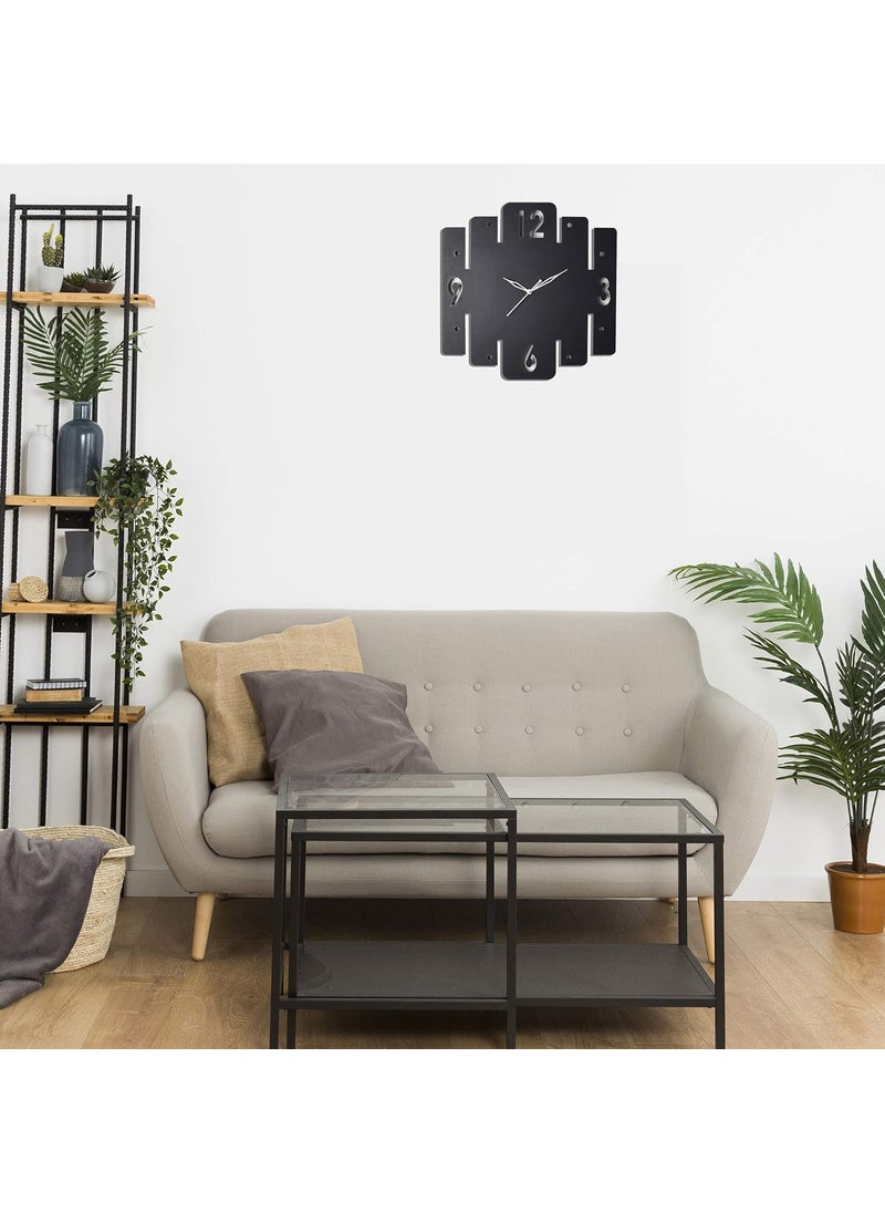 Ingo creation Wooden Silent Movement Wall Clock Without Frame for Home Office Living Room BedroomBlack