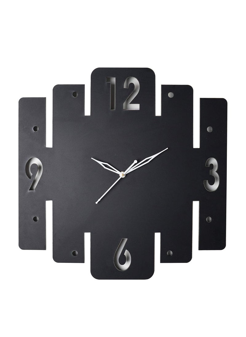 Ingo creation Wooden Silent Movement Wall Clock Without Frame for Home Office Living Room BedroomBlack