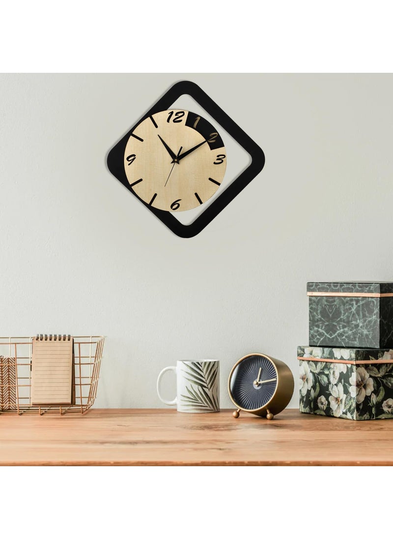 Ingo creation Wall Clock for Home Living Room Bedroom Kitchen Wooden Analog Stylish Silent NonTicking Wall Clock 15 Inches Decorative Square Wall Clock