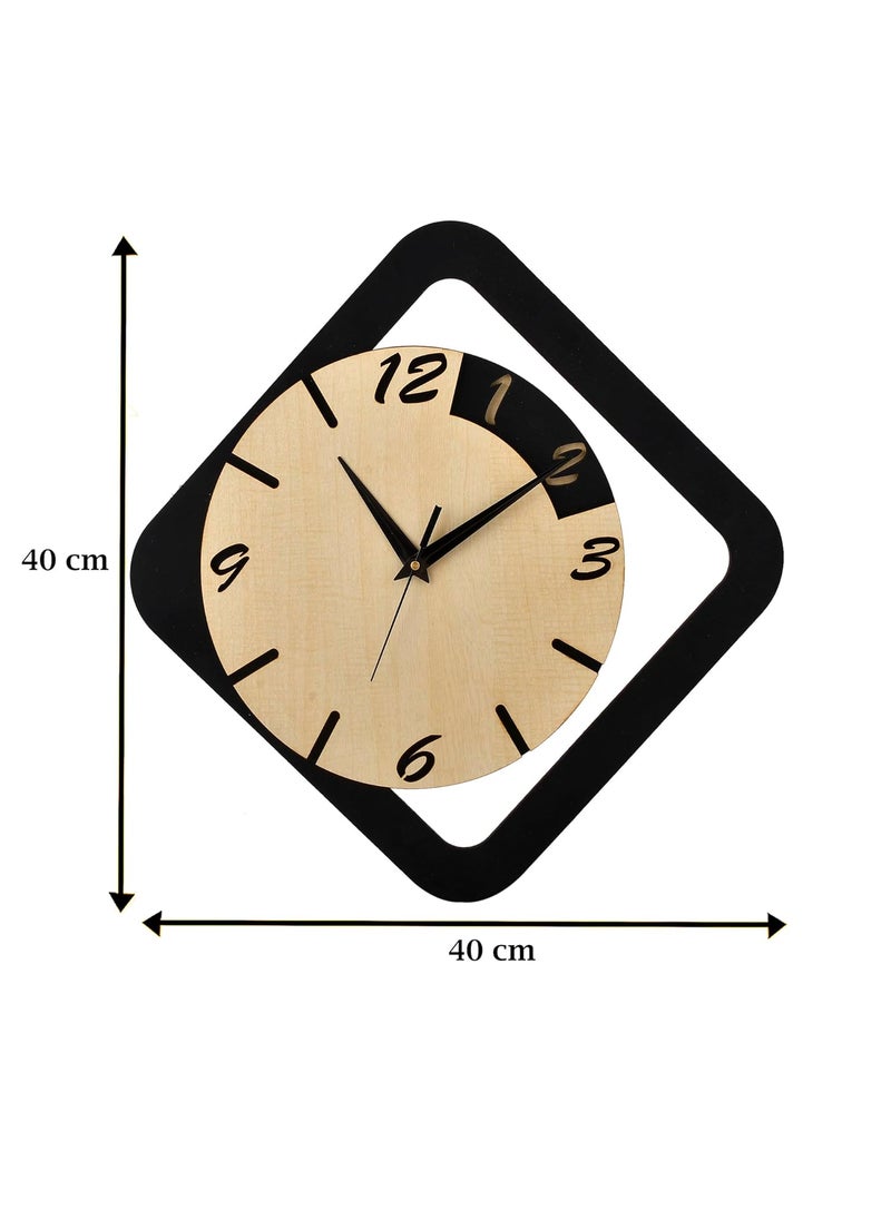 Ingo creation Wall Clock for Home Living Room Bedroom Kitchen Wooden Analog Stylish Silent NonTicking Wall Clock 15 Inches Decorative Square Wall Clock
