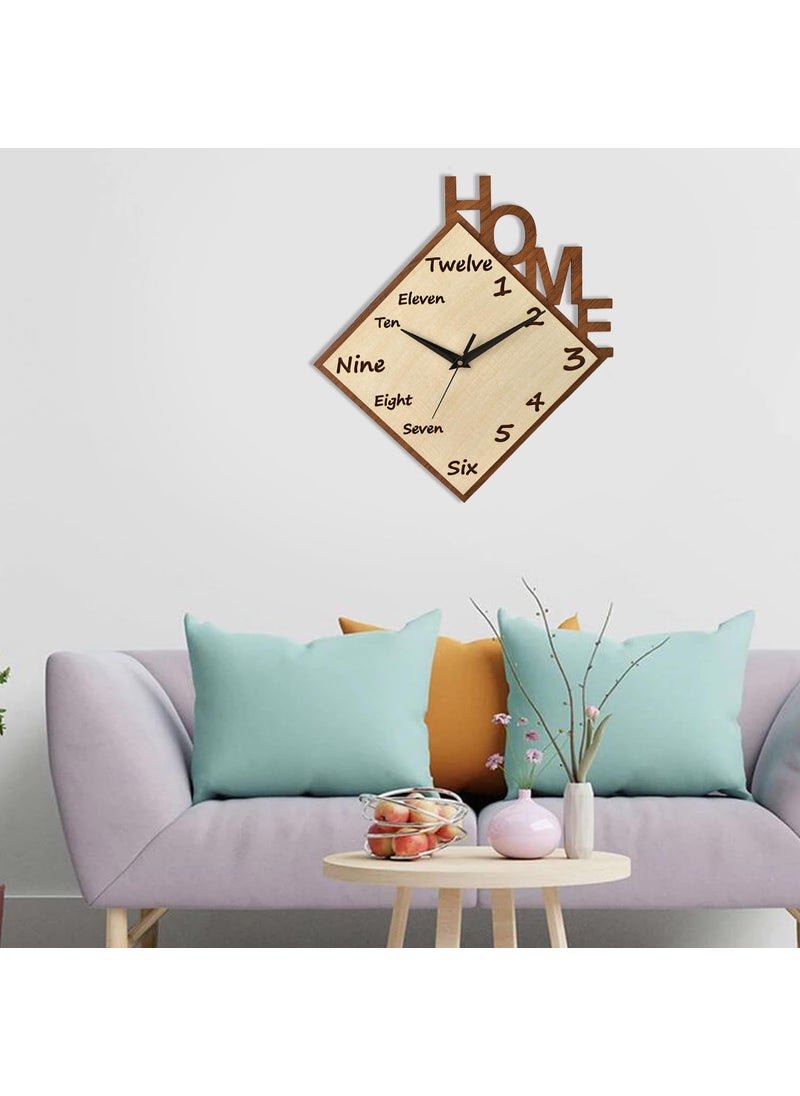 Ingo creation Sweep and Silent Wooden Wall Clock Wall Clock for Home Bedroom Living Room Big Size Latest Style Size 38 cm x 34 cm