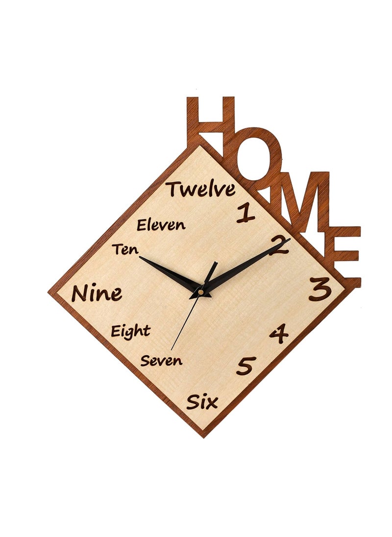 Ingo creation Sweep and Silent Wooden Wall Clock Wall Clock for Home Bedroom Living Room Big Size Latest Style Size 38 cm x 34 cm