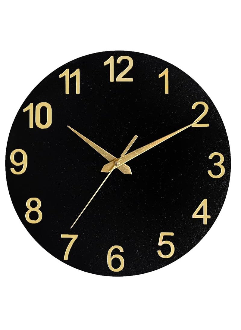 AUROMIN THE ART OF INGENUITY Stylish Wooden Wall Clock for Home Decor Unique Modern Big Size Wall Watch Black 30 cm