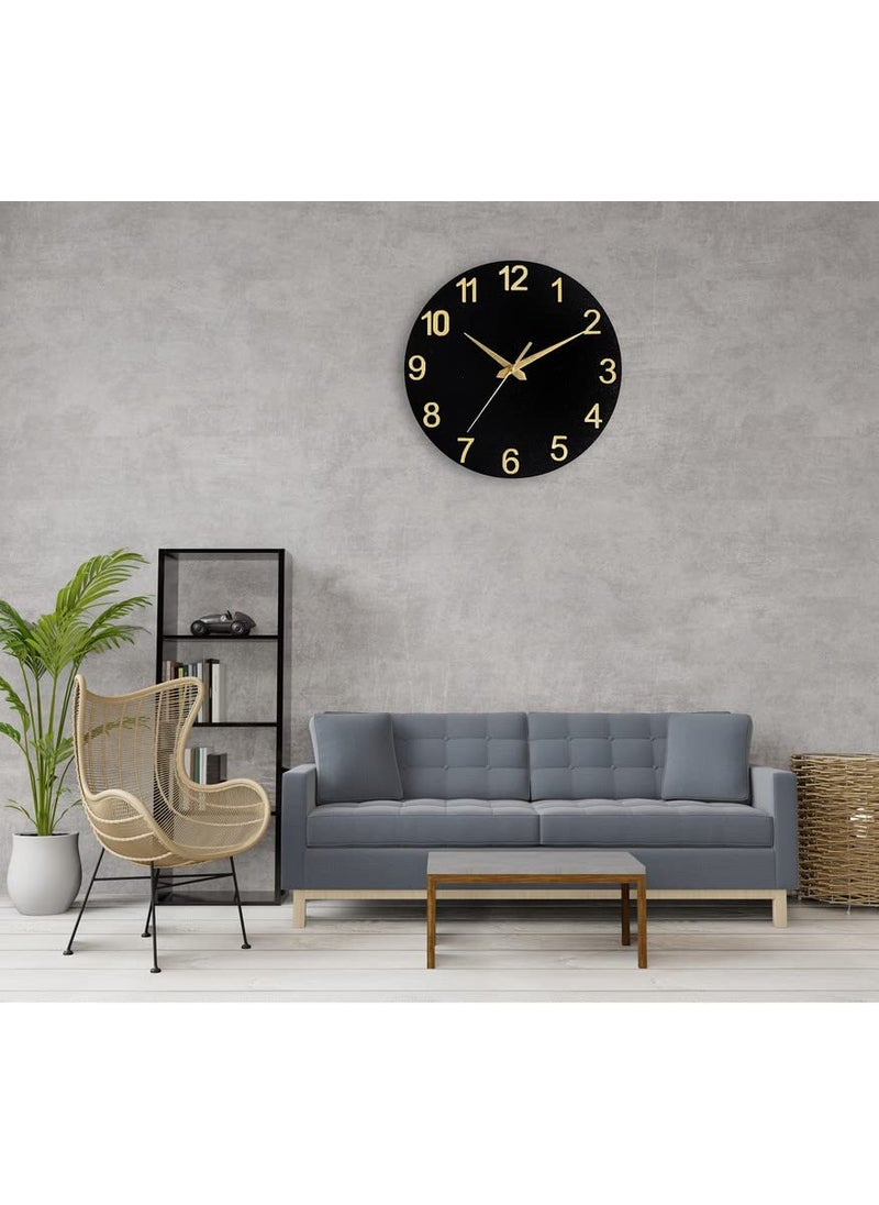 AUROMIN THE ART OF INGENUITY Stylish Wooden Wall Clock for Home Decor Unique Modern Big Size Wall Watch Black 30 cm