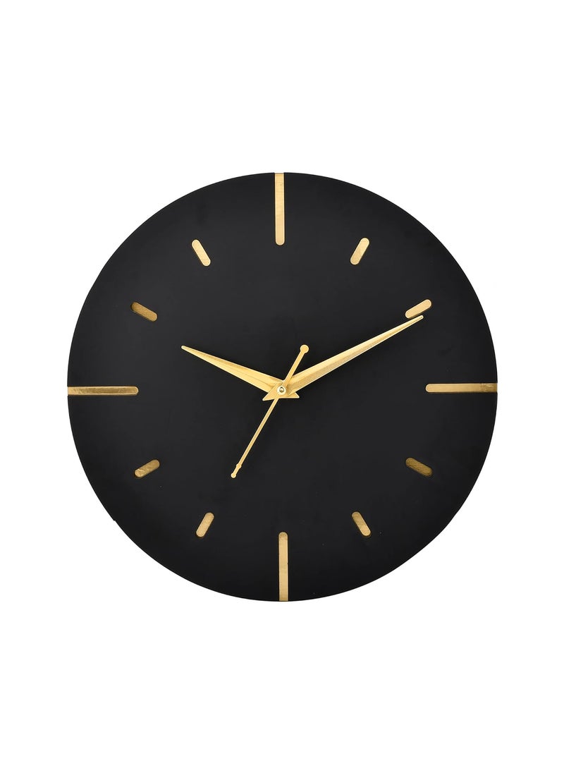 Ingo creation Round Shape Wall Clock for Living Room Home Bedroom Office Wall Decoration Black 12 Inch