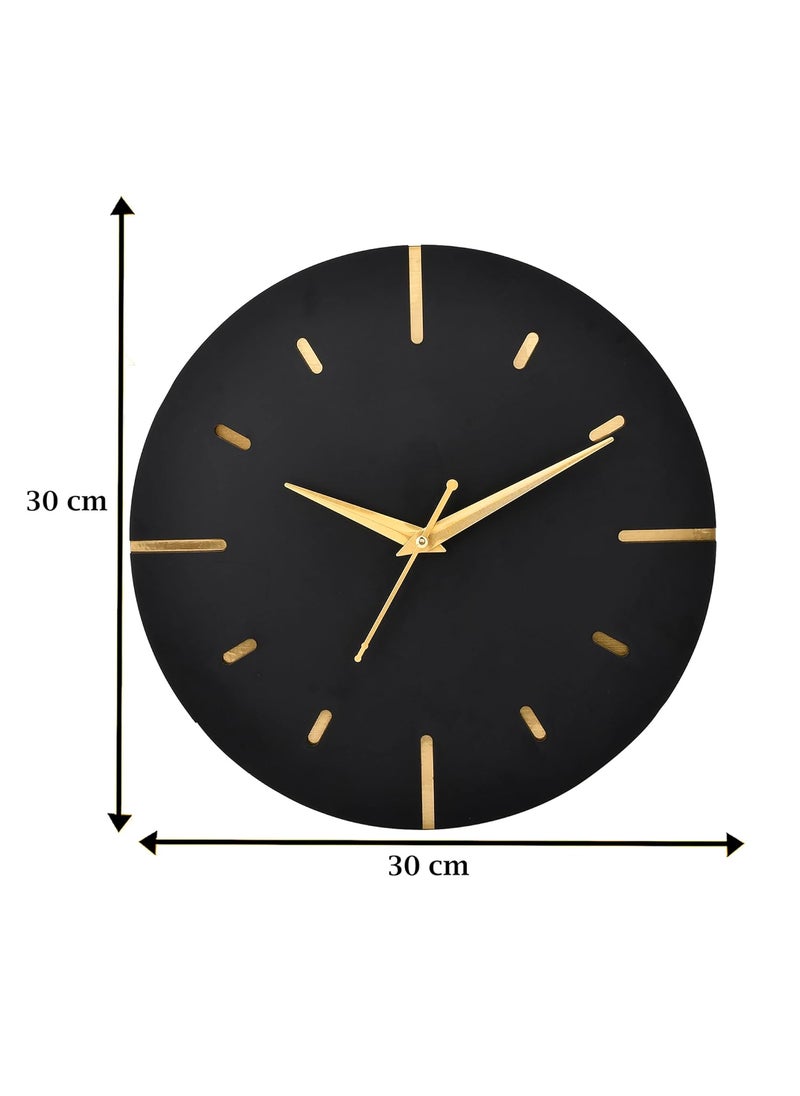 Ingo creation Round Shape Wall Clock for Living Room Home Bedroom Office Wall Decoration Black 12 Inch