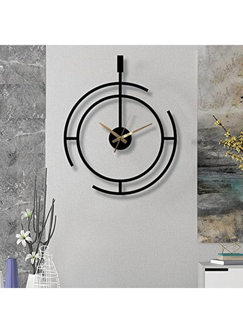 Ingo creation Metal Wall Clock for Home Decor and Hall Home Big Size Living Room Hall Bedroom Stylish Clock Black Finish 40 x 40