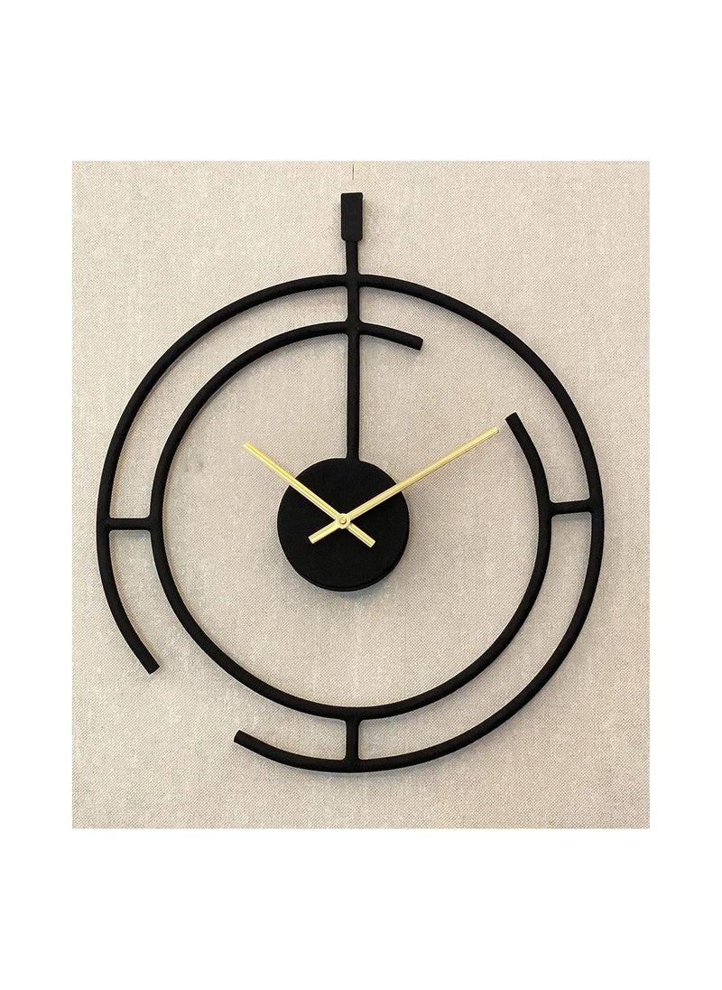 Ingo creation Metal Wall Clock for Home Decor and Hall Home Big Size Living Room Hall Bedroom Stylish Clock Black Finish 40 x 40