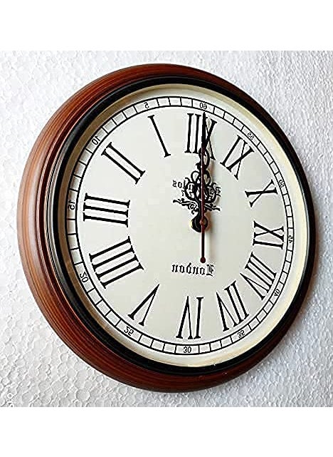 MI M I Wooden Wall Clock Antique Style Art Unique Decorative for Home Office Decore Brown 12 inch