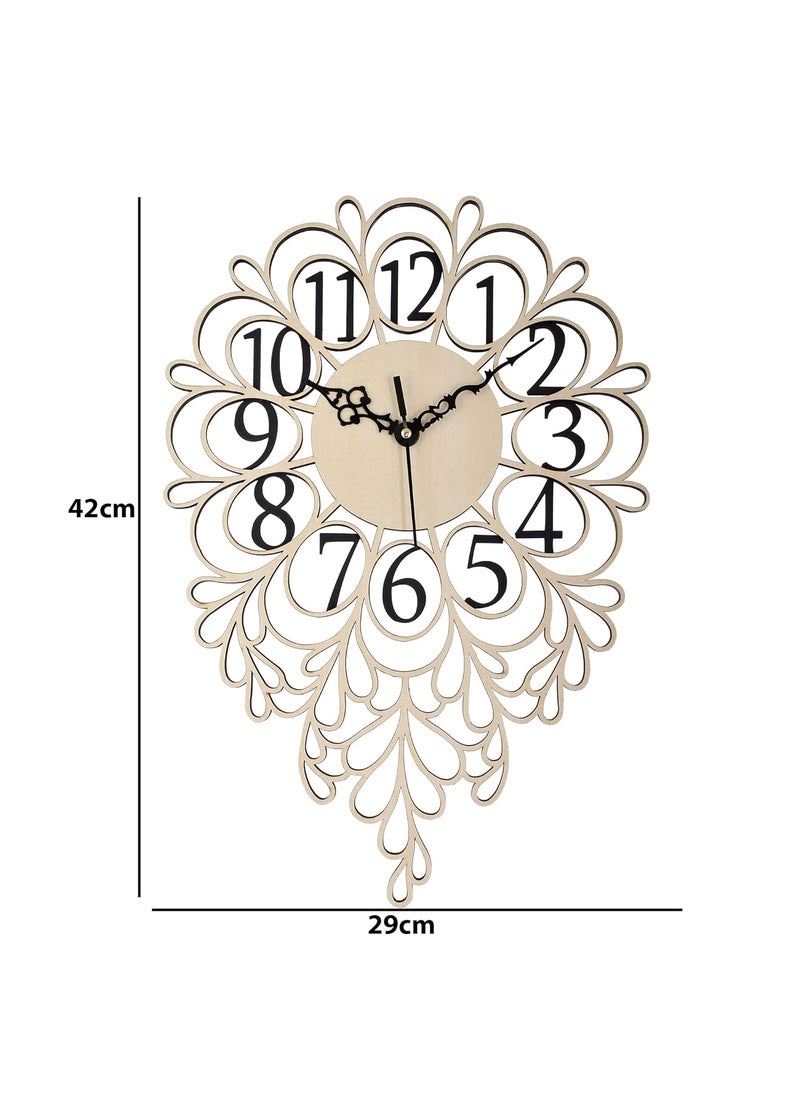 Nozvera Silent NonTicking Wooden Wall Clock for Home Stylish Latest 15 Inch Designer Wall Clock for Home Living Room Bedroom Office Hall Beige