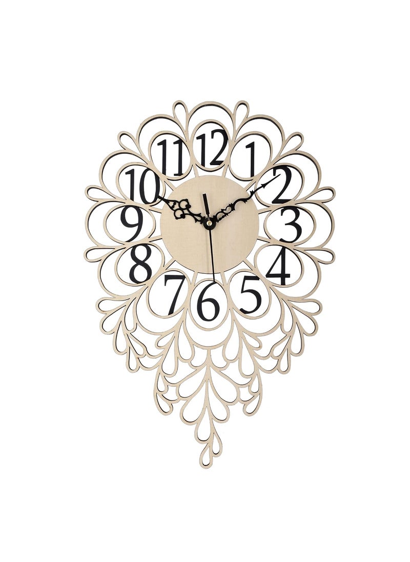 Nozvera Silent NonTicking Wooden Wall Clock for Home Stylish Latest 15 Inch Designer Wall Clock for Home Living Room Bedroom Office Hall Beige
