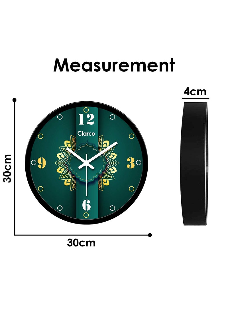 Clarco Designer Decorative Analogue Round Plastic Wall Clock with Glass for HomeLiving RoomBedroomKitchenOffice 12 x 12 Inch 30 x 30 cmWL_867L