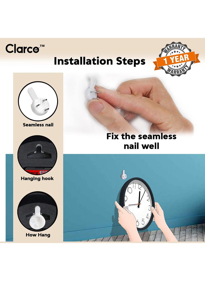 Clarco Designer Decorative Analogue Round Plastic Wall Clock with Glass for HomeLiving RoomBedroomKitchenOffice 12 x 12 Inch 30 x 30 cmWL_867L