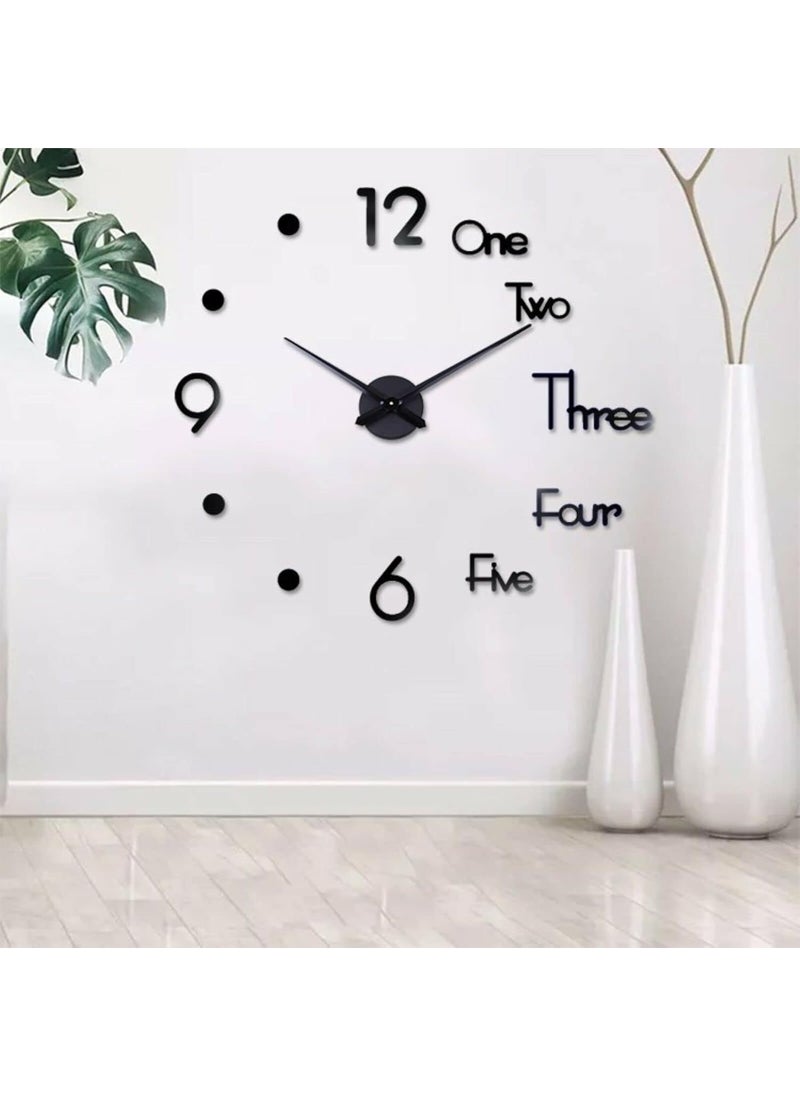 Inlera Acrylic DIY Wall Clock 3D Decorative Sticker Clock Home Office Decor 3D Wall Clock Adjustable Size Black 1 2 3